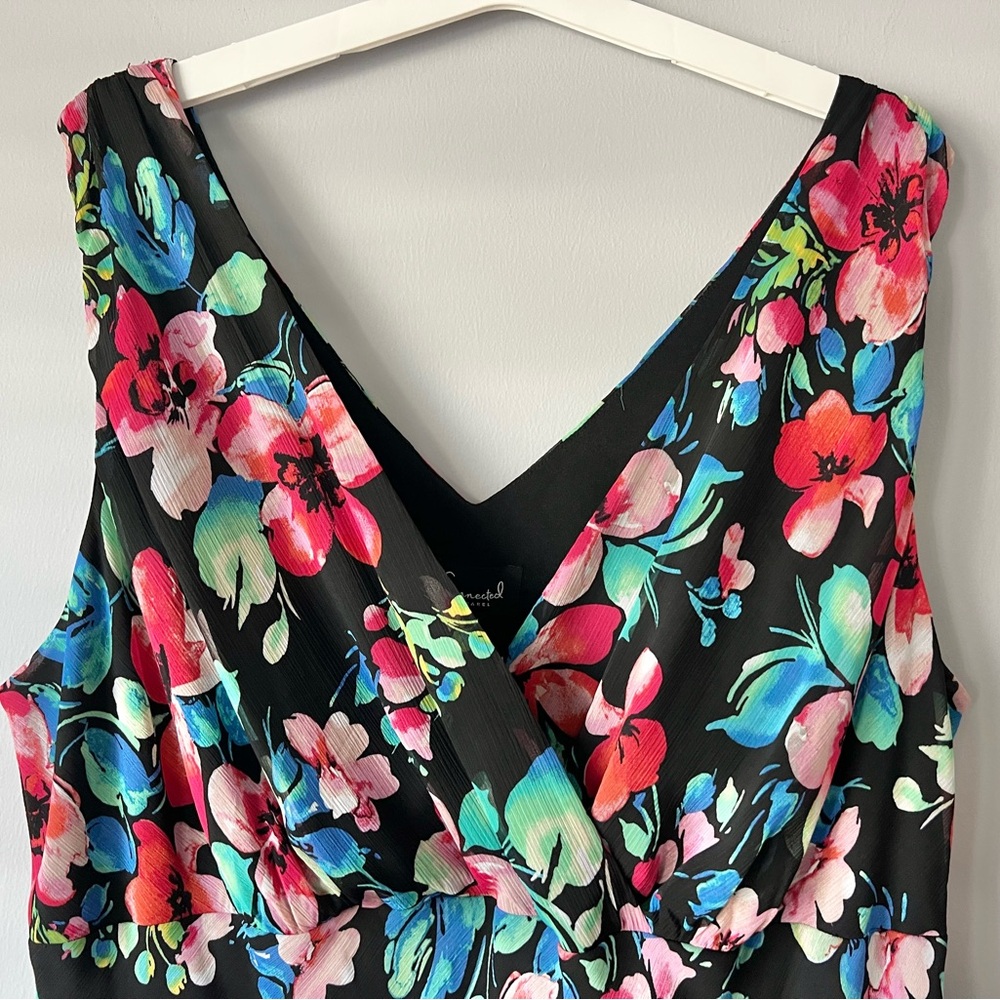 Connected Women's Floral-Print Asymmetrical Midi Dress Size 24W - Picture 2 of 8